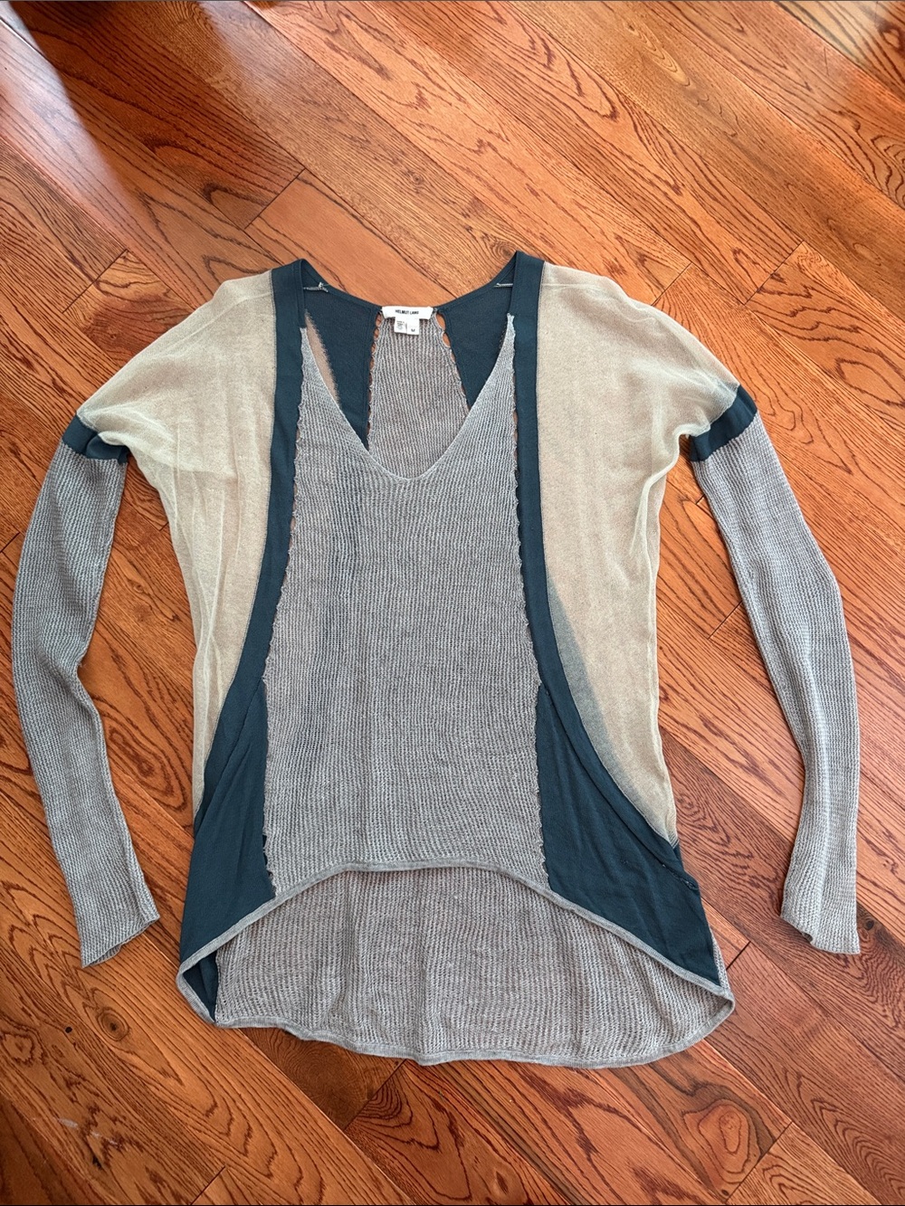 HELMUT LANG Knit Top in Mesh and Gray